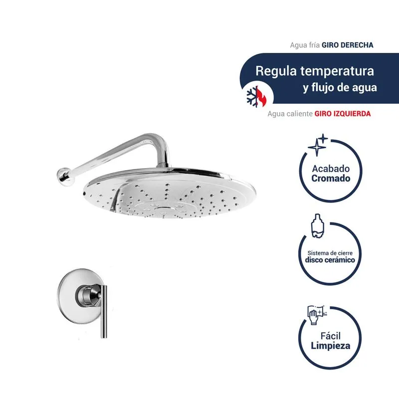 Monocomando Para Ducha Night Con Salida Minimalista Con Botón Vainsa